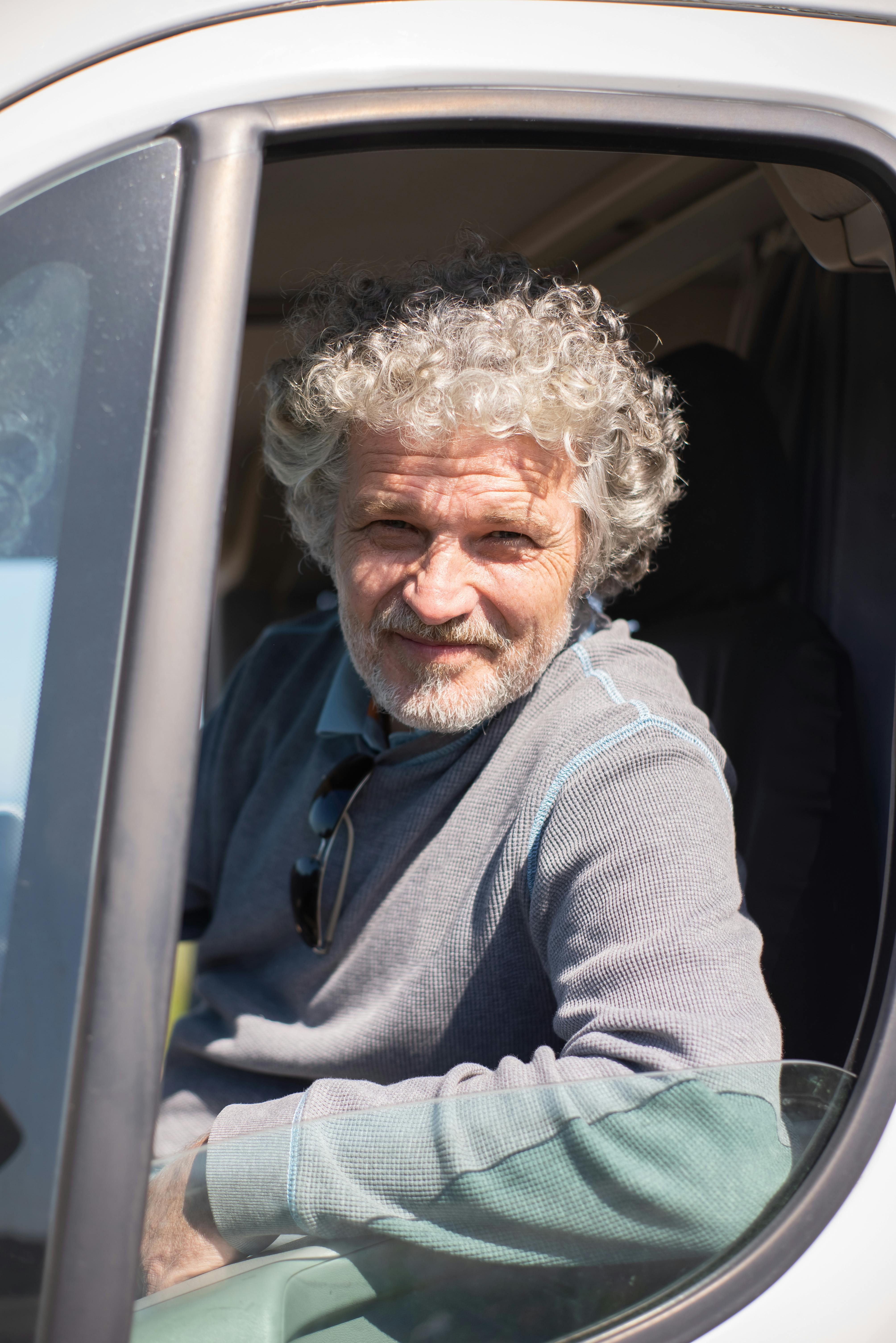 Happy driver in car